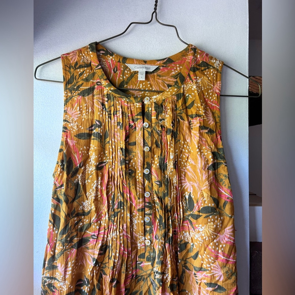 NWOT Garnet Hill Livvy Crepe Dress Sleeveless Knee Length Sundial Floral Women S - Picture 3 of 6